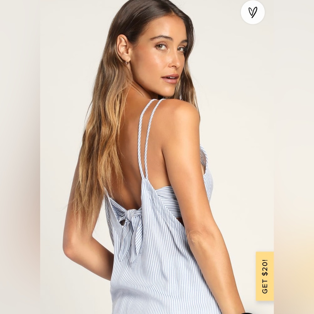 Lulus Adrift Navy Blue and White Striped Tank Top